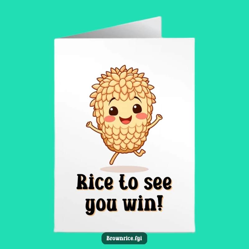 Free Printable Congrats Card: Hopping Rice Grain - Funny Downloadable Gift