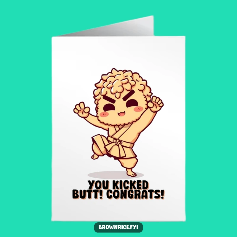 Free Printable Congrats Card: Karate Brown Rice Kick Downloadable Gift