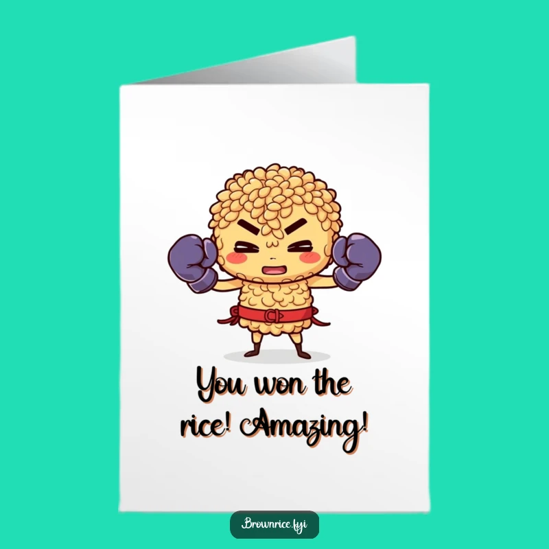 Free Printable Rice Congrats Card: Funny Boxer DIY Downloadable Gift