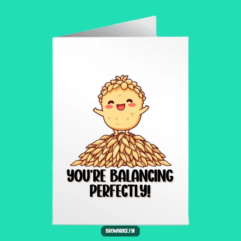 Proud Free Printable Congrats Card: Balanced Rice Pal, Grinning Success, Downloadable & Print at Home