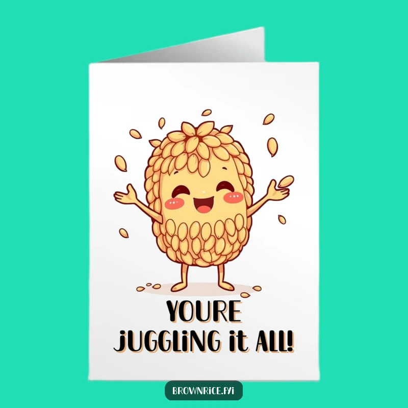 Free Printable Congrats Card: Juggling Rice Grains - Funny Downloadable Gift
