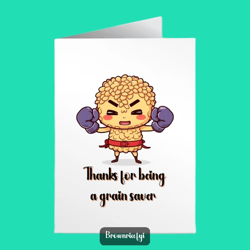 Free Printable Rice Thank You Card: Funny Boxer DIY Downloadable Gift