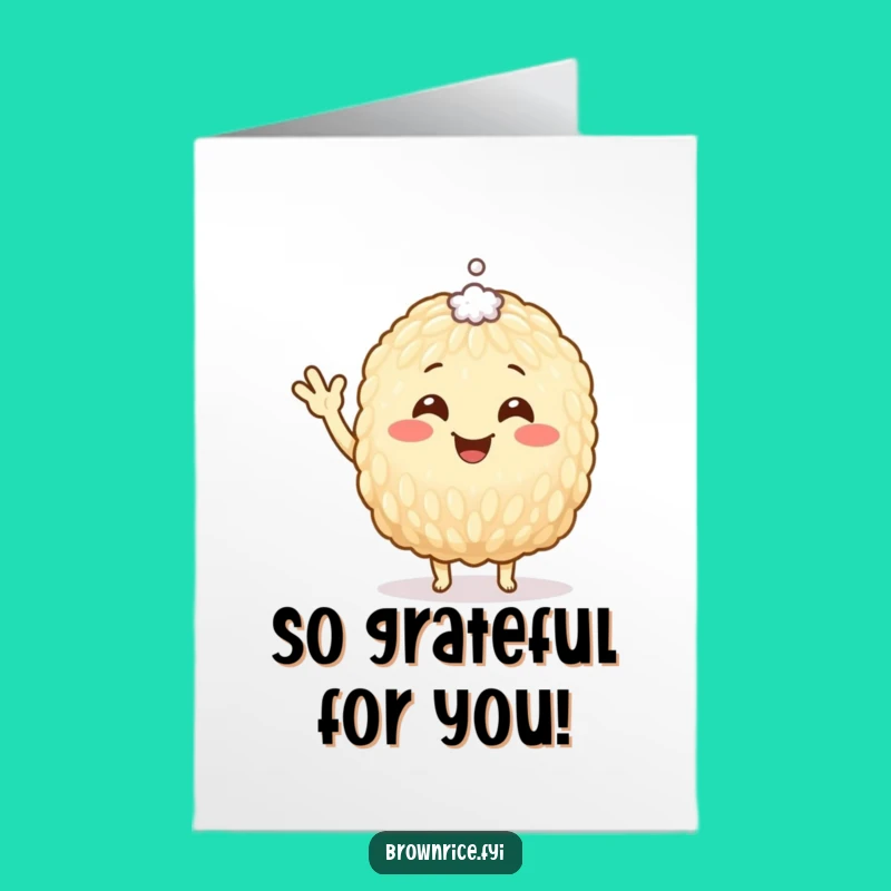 Free Printable Thank You Card: Brown Rice Grain Expressing Gratitude, Funny Downloadable Gift for Any Occasion