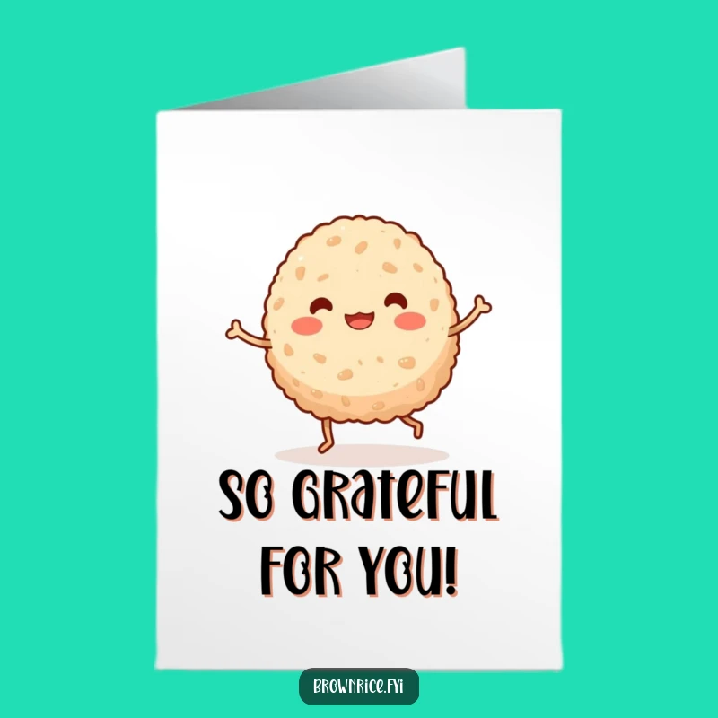 Free Printable Thank You Card: Dancing Rice Ball, Heartfelt Downloadable Gift