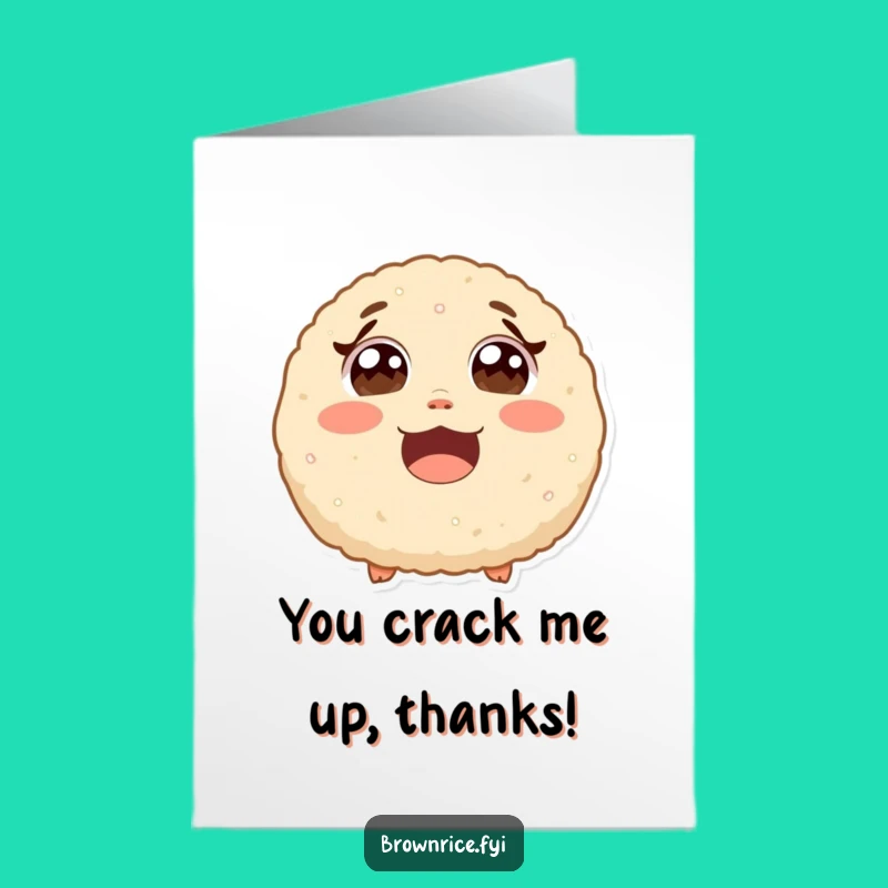 Free Printable Thank You Card: Happy Laughing Rice Ball, Sweet Downloadable Gift of Gratitude