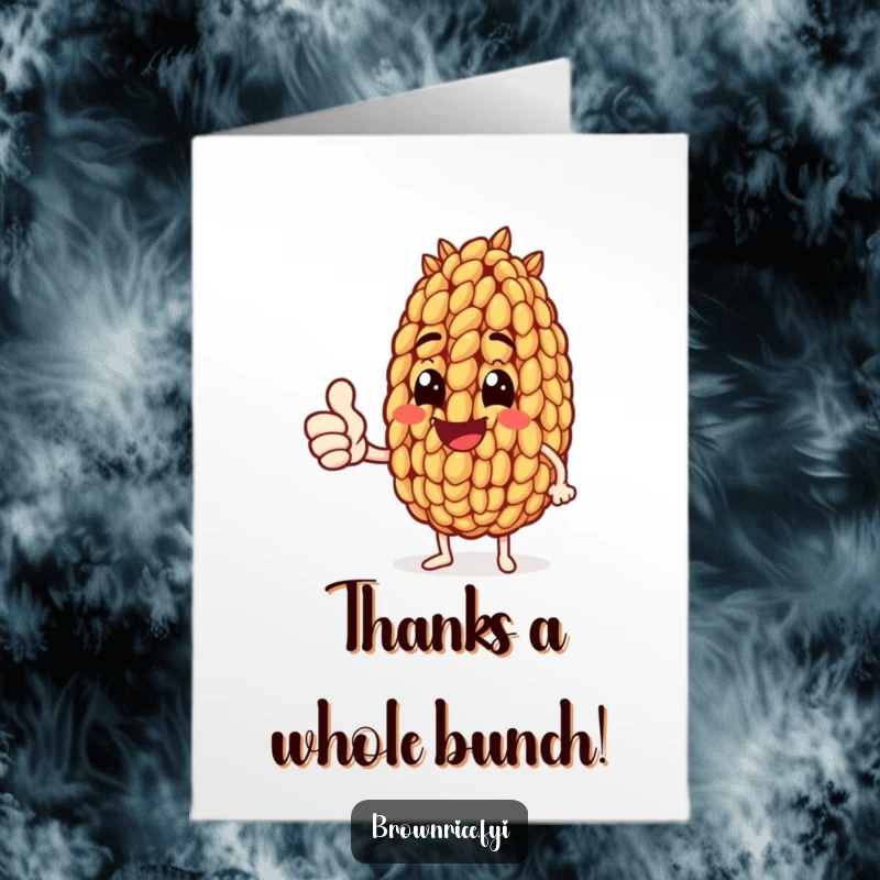 Funny Free Printable Thank You Card: A cheerful brown rice grain character gives an enthusiastic thumbs up, expressing sincere thanks.