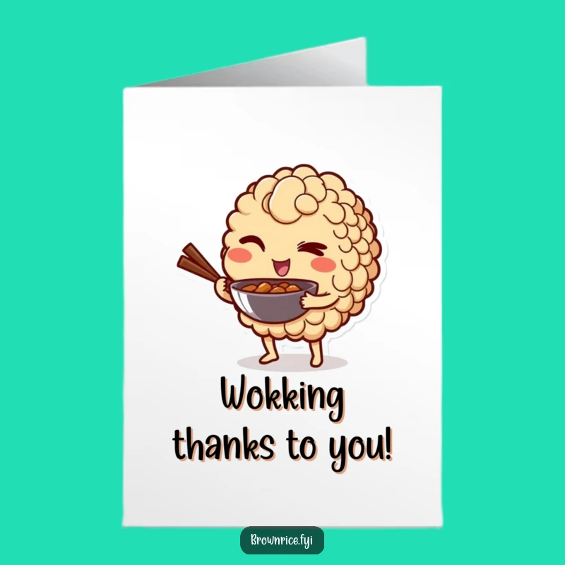 Funny Free Printable Thank You Rice Card - Winking Mini Wok Downloadable Gift