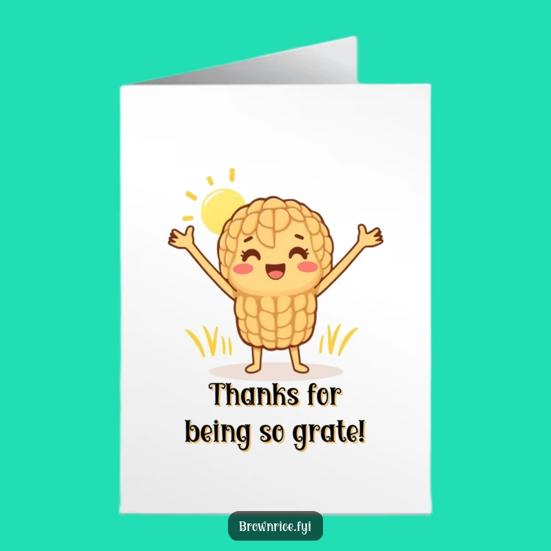 Free Printable Thank You Card: Sunny Brown Rice Grain Expresses Gratitude - Print Now!