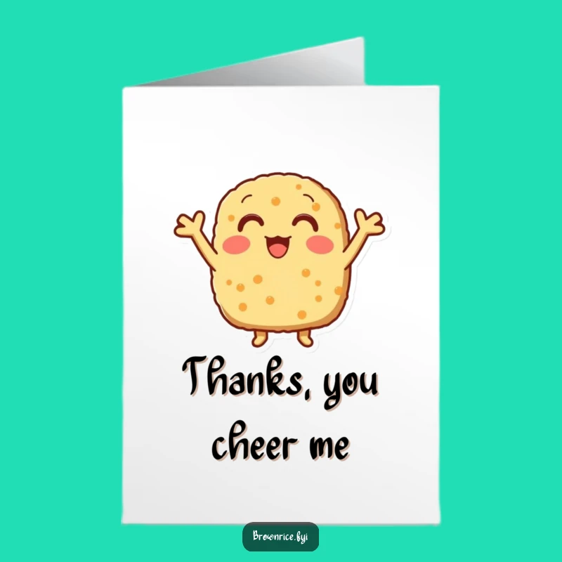 Free Printable Thank You Card: Cheering Rice Patty, Grateful Downloadable Gift