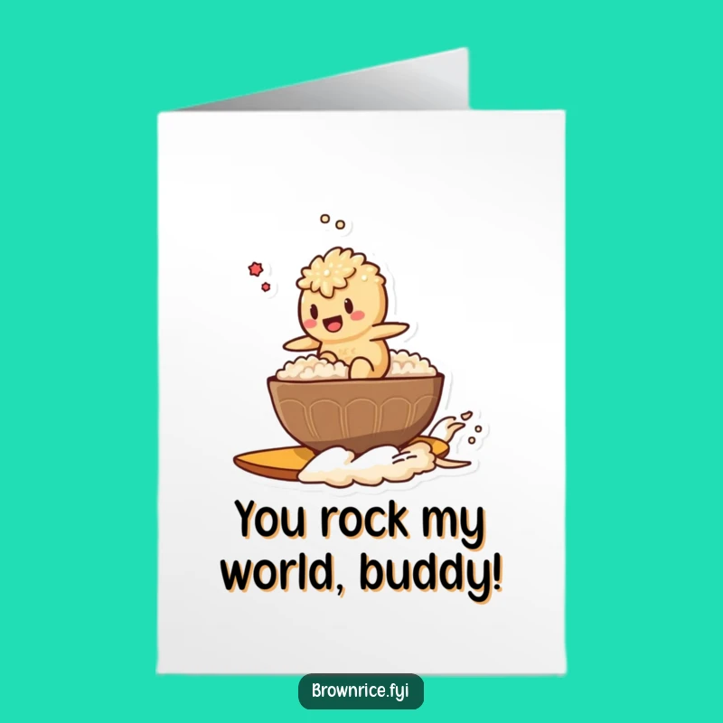 Free Printable Thank You Card: Surfing Rice Bowl Brown Rice Downloadable Gift