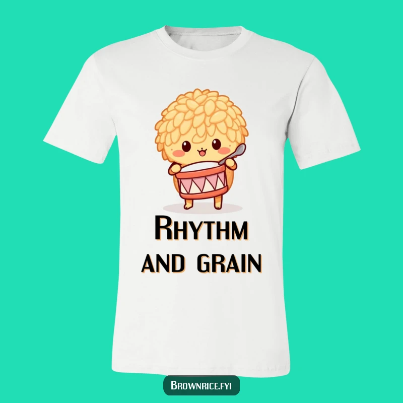 Funny Brown Rice Drummer Tee - Playful Musical Grain Character Apparel Gift
