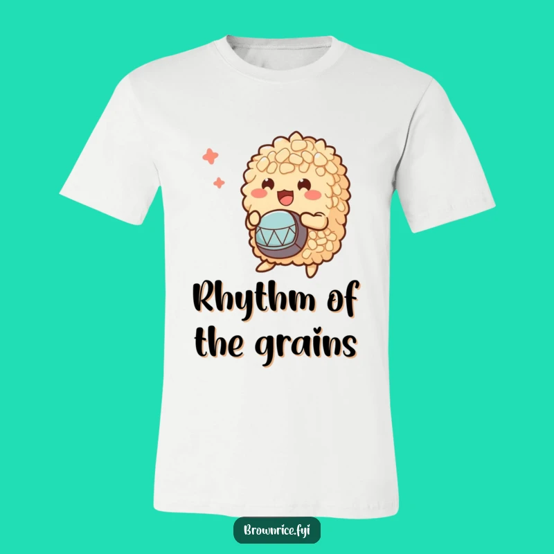 Funny Brown Rice Drumming Bunch T-Shirt: Happy Grains Rocking Out