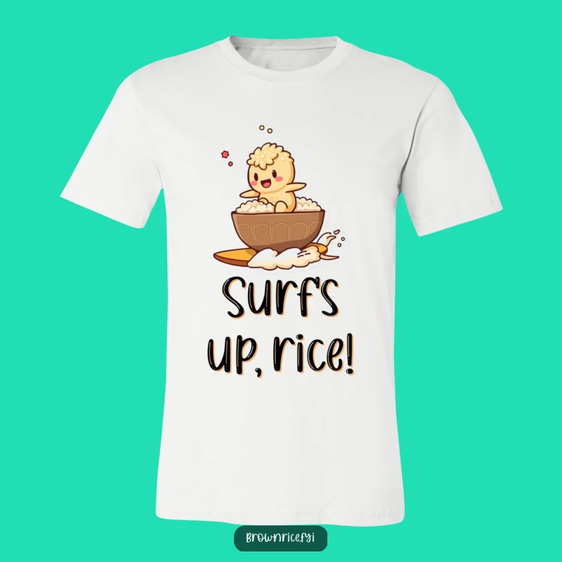 Funny Brown Rice Rider T-Shirt: Surf Through Your Day with a Smile!
