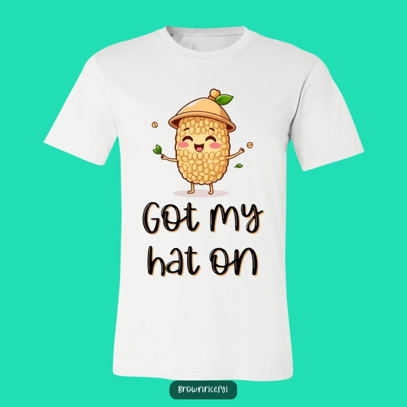 Funny Brown Rice Juggling Hat T-Shirt: Cheerful Grain's Skillful Act