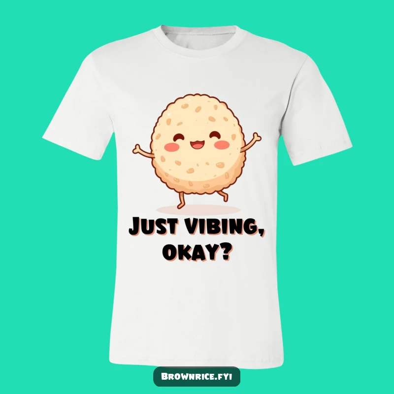 Funny Dancing Brown Rice Ball Tee Shirt, Adorable Kawaii Food Graphic for a Silly Gift