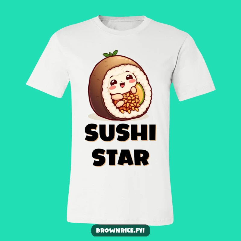 Funny Sushi Slide T-Shirt: Playful Rice Grain's Sushi Roll Fun
