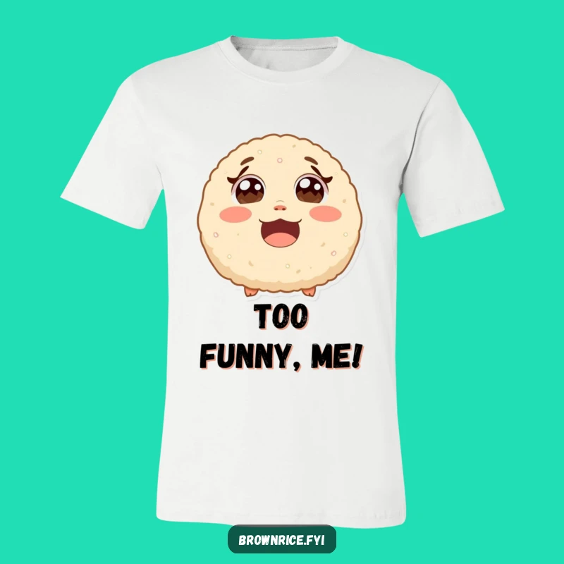 Funny Laughing Brown Rice Ball T-Shirt - Wide Eyes Cartoon Tee for Him or Her