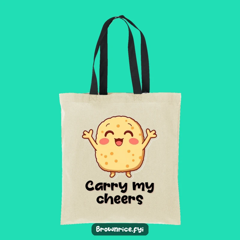 Funny Cheering Brown Rice Patty Tote Bag, Energetic Carry-All for a Motivational Gift