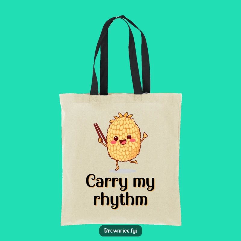 Funny Brown Rice Dancing Tote Bag - Joyful Chopstick Accessory