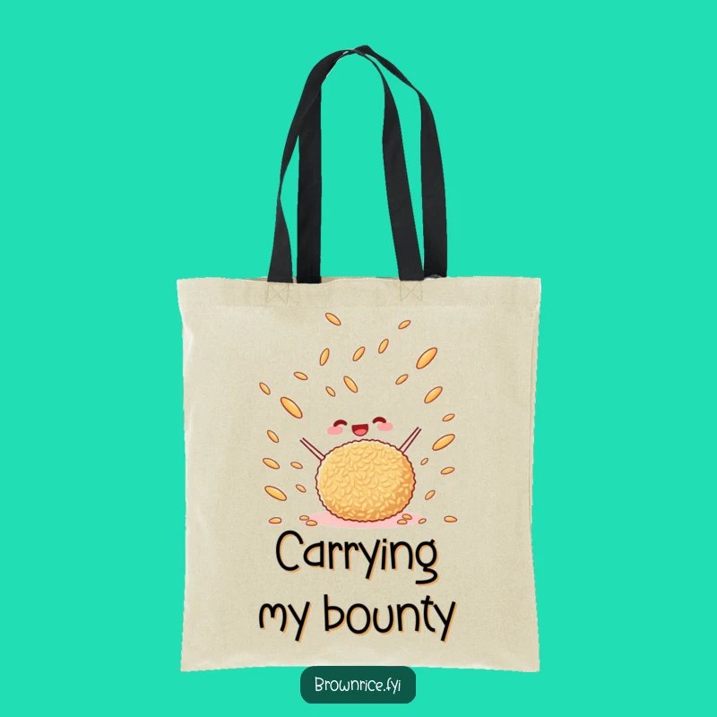Funny Reusable Brown Rice Ball Tote Bag - Cute Cartoon Tossing Grains Bag