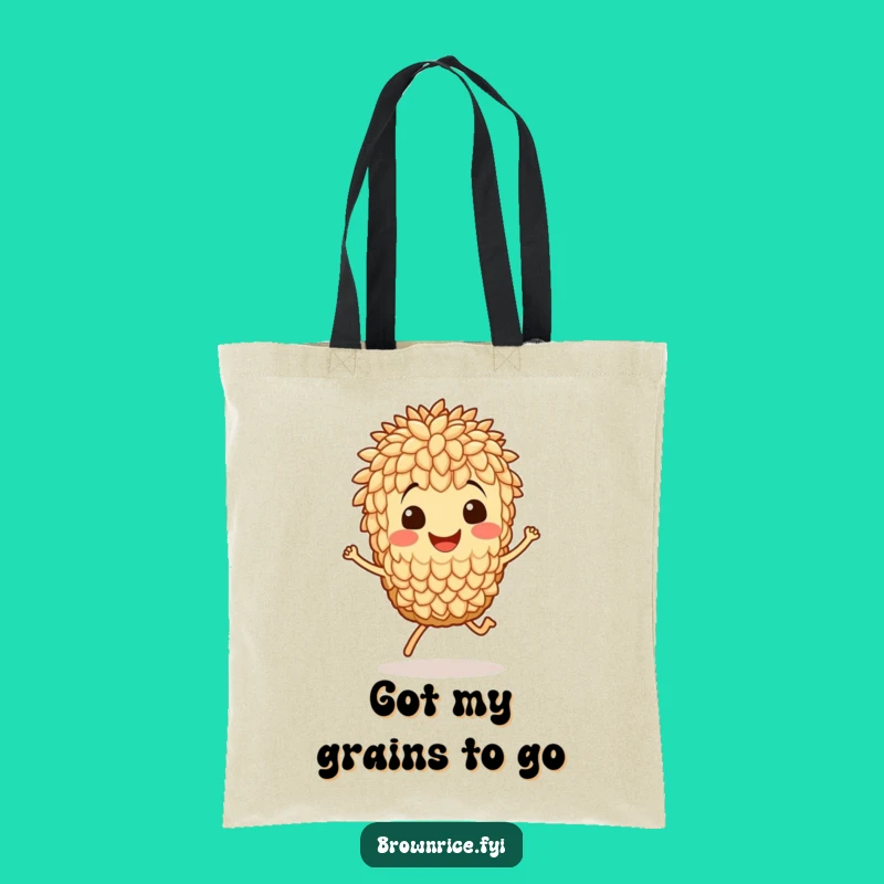 Funny Brown Rice Hop Tote Bag: Carry Your Essentials with a Smiling Grain!