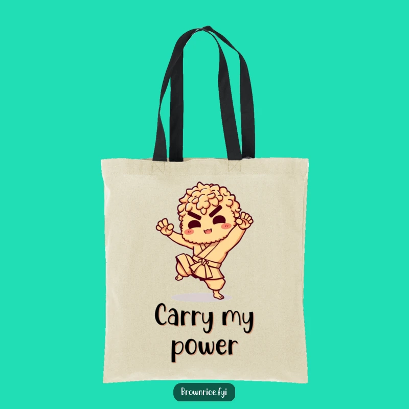 Funny Brown Rice Karate Tote Bag: Carry Your Gear with Action-Packed Style!