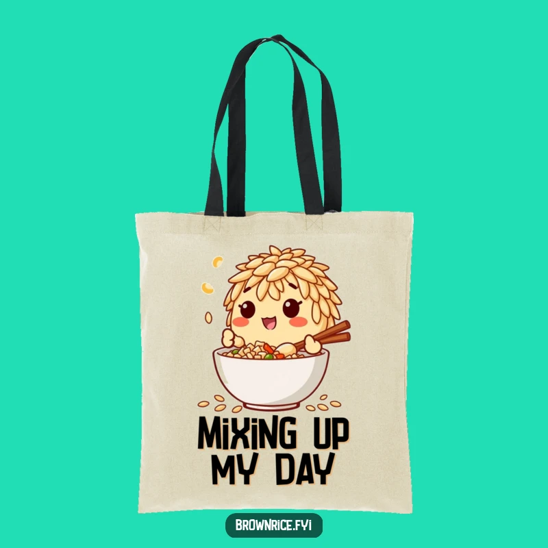 Funny Brown Rice Mixing Tote Bag: Chef Character Accessory, Great Funny Gift