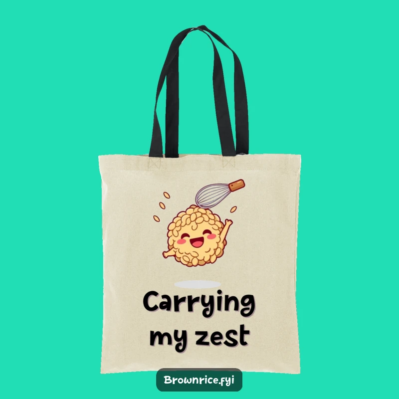 Funny Brown Rice Whisk Toss Tote Bag: Carry laughs, a perfect funny gift!