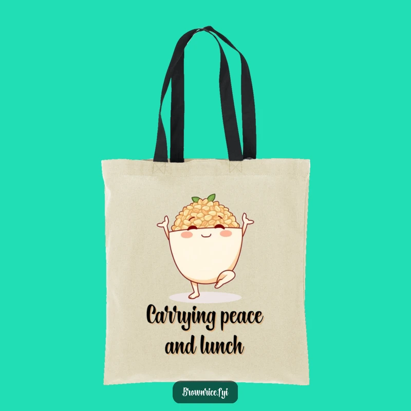 Funny Brown Rice Yoga Bowl Tote Bag: Carry Your Calm Gracefully