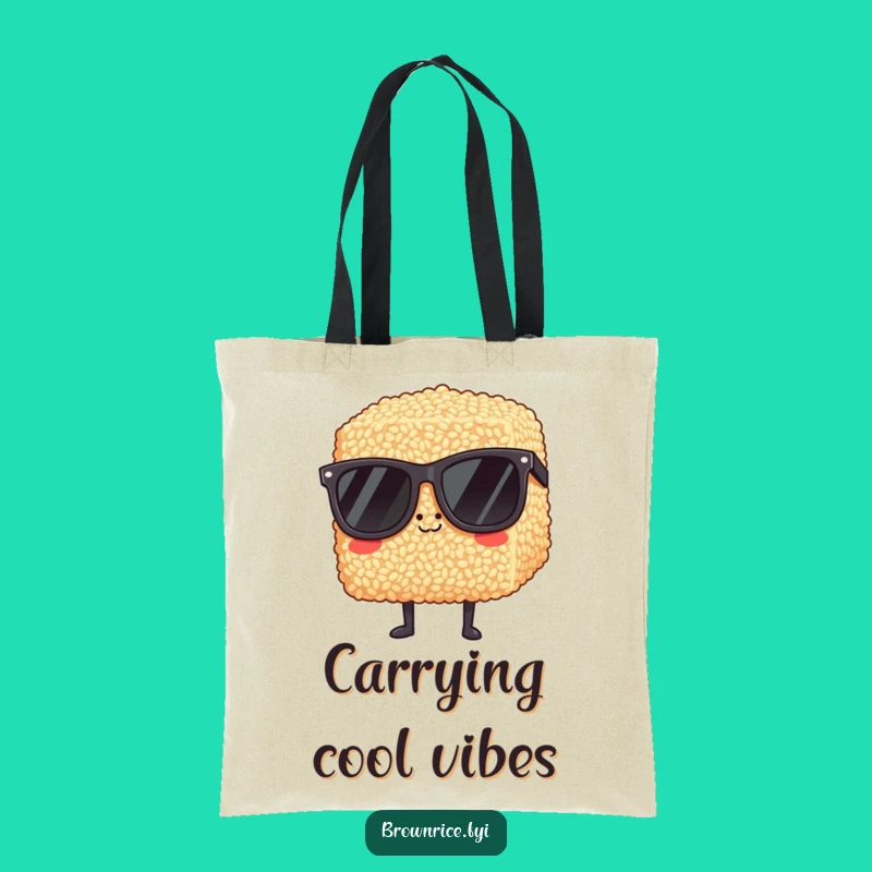 Funny Cool Brown Rice Sunglasses Tote Bag, Hipster Carry-All for a Chill Gift