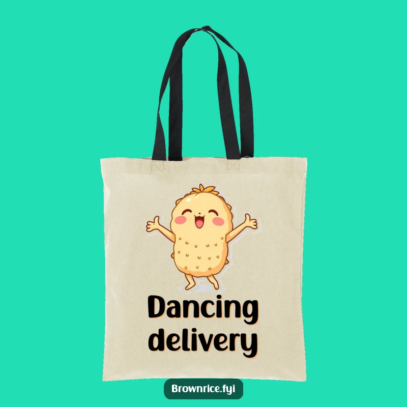 Funny Dancing Rice Brown Tote Bag - Carry Your Joyful Rhythm!