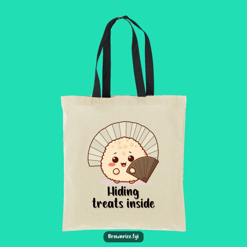 Funny Reusable Brown Rice Ball Tote Bag - Cute Cartoon Peeking Surprise Gift